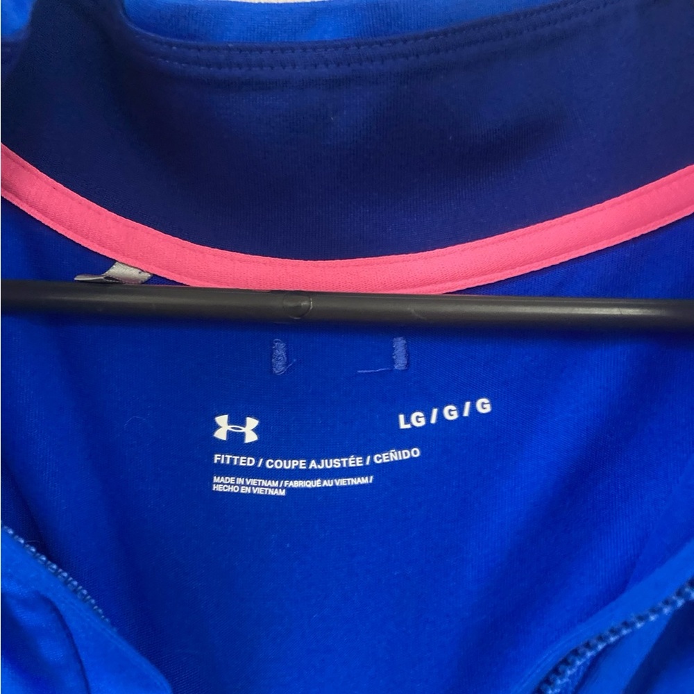 Under Armour Pullover Womens Size L Blue Pink Quarter Zip Long Sleeve Training - Picture 3 of 10
